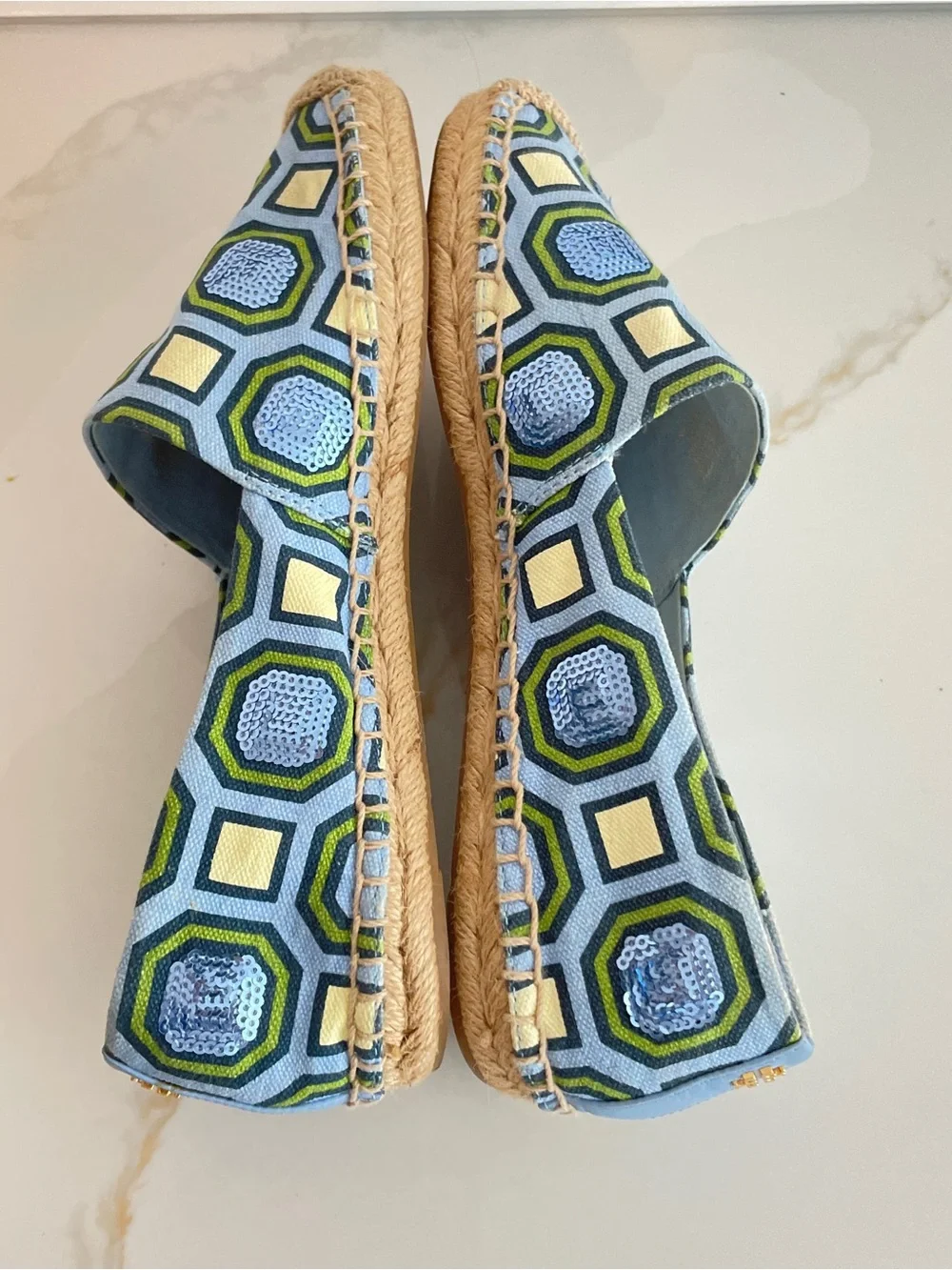 Tory Burch Cecily Espadrilles Womens 8 Coastal Resort Sequin Flats